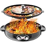 4.5L Removable Hot Pot with Grill, 2200W 16.5 ft Separable Shabu Hot Pot With Electric Indoor And Outdoor Korean BBQ Smokeles
