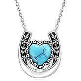 MONGAS Horseshoe Necklace Sterling Silver Horseshoe Pendant Necklace Moonstone/Turquoise/Abalone Jewelry for Women