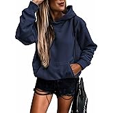 SHEWIN Women's Casual Hoodies Long Sleeve Solid Lightweight Pullover Tops Loose Sweatshirt with Pocket