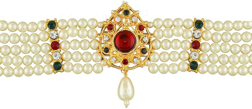 Golden Finish Studded Sparkling Stone Classy Traditional Bajuband/Armlets for Women