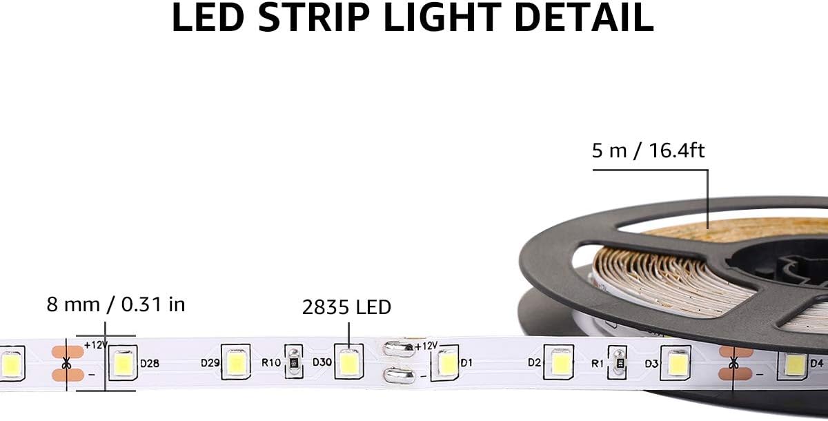 Lepro Warm White LED Strip Lights 5M (No Plug, Striplight Only), 300 LEDs, 2300lm, 3000K - Image 5