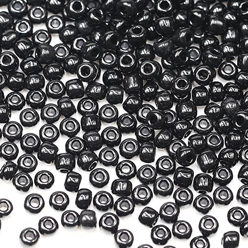 Tibaoffy Black Beads Size 8/0 Crafts Glass Seed Beads 3mm for Jewelry Making (Total About 100gm About 3600pcs)