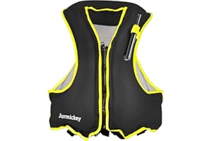 JURMICKEY Snorkel Vest for Adults, Inflatable Snorkeling Vest for Men & Women, Portable Swim Jacket & Buoyancy Vest for Snorkeling, Kayaking, Boating, Paddling Water Sports, Suitable for Your Swimming Travel