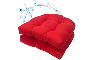 MTMR Water-Repellent Outdoor Chair Cushions Set of 2, 19”X19” Patio Chair Cushions with High Elasticity PP Cotton, No Fading Tufted Outdoor Cushions for Patio Furniture, Thick Outdoor Seat Cushions