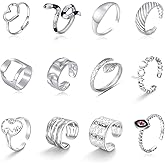 dpvive 12/24 Pcs Knuckle Stainless Steel Silver Rings Set - Stackable Rings for Women