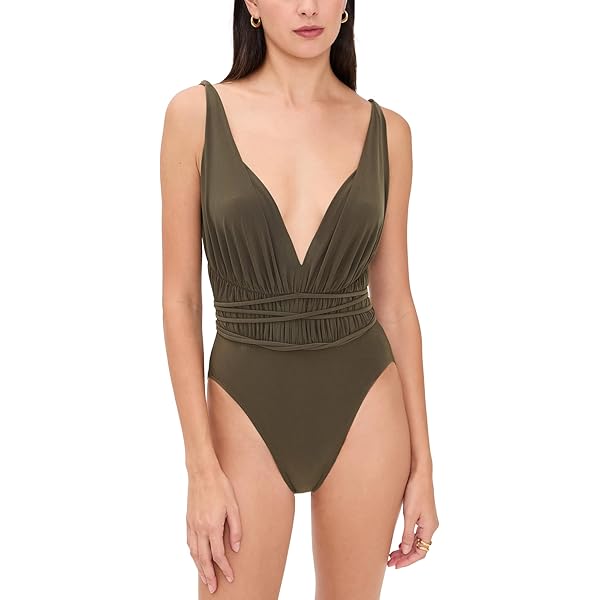 Norma Kamali Women's Halter One Piece Swimsuit, Black, XS at