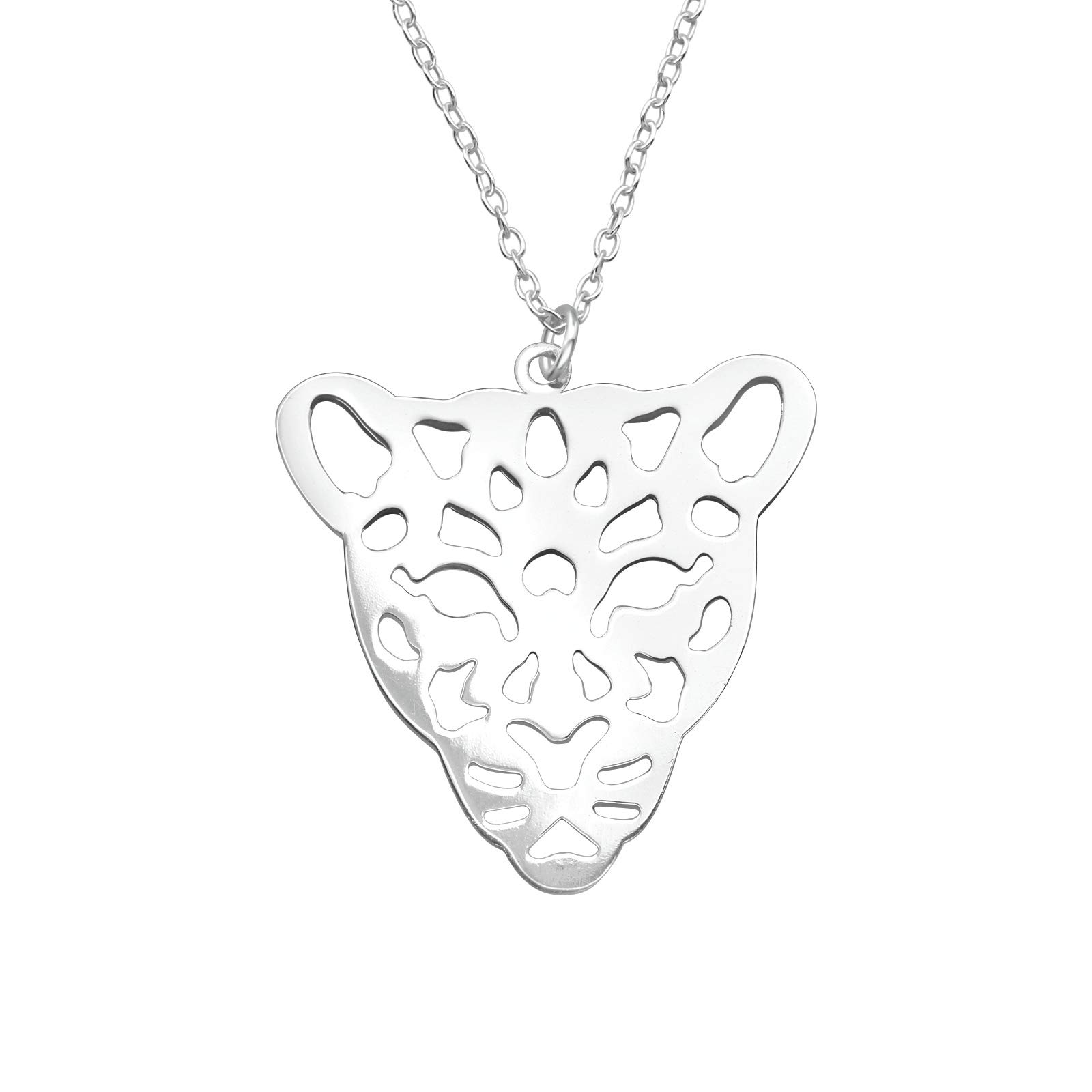 The Rose & Silver Company Women 925 Sterling Silver Laser Cut Leopard Necklace 45cm / 17.7"