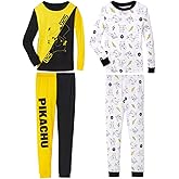 Pokemon Little Boys’ Big Boys 4-Piece 100% Cotton Long or Short Sleeve Pajama Sets