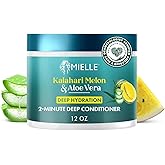Mielle Organics 2-Minute Deep Conditioner - Kalahari Melon &amp; Aloe Vera Moisturizing Hair Conditioner for Dry, Curly and Textured Hair - Softening, Detangling &amp; Fast-Acting Deep Conditioning, 12 Ounce