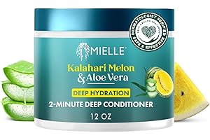 MIELLE ORGANICS Mielle 2-Minute Deep Conditioner - Kalahari Melon & Aloe Vera Moisturizing Hair Conditioner for Dry, Curly and Textured Hair - Softening, Detangling & Fast-Acting Deep Conditioning Treatment (12 oz)