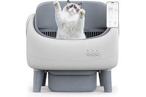 ZEACOTIO Open-Top Self Cleaning Litter Box, Automatic Cat Litter Box for Multiple Cats, APP Control, Safety Protection, Includes Trash Bags, White/Grey
