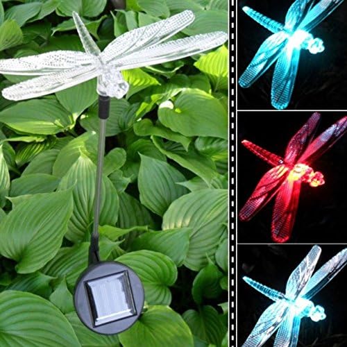 Outdoor solar lights, Solar Powered Color Changing Solar Garden Stake Light, Vivid Figurine - Dragonfly Dragonfly Waterproof Light, Solar Decorative Landscape Lighting LED Light Garden Yard Lamp