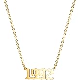Glimmerst Birthday Year Necklace, 18K Gold Plated Stainless Steel Birth Year Number Pendant Necklace Memorable Anniversary Jewelry for Women