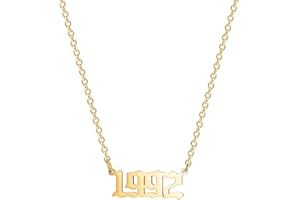 Glimmerst Birthday Year Necklace, 18K Gold Plated Stainless Steel Birth Year Number Pendant Necklace Memorable Anniversary Jewelry for Women Girls