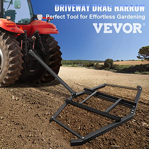 VEVOR Driveway Drag 66" Width, Tow Behind Drag Harrow 35" Length, 4