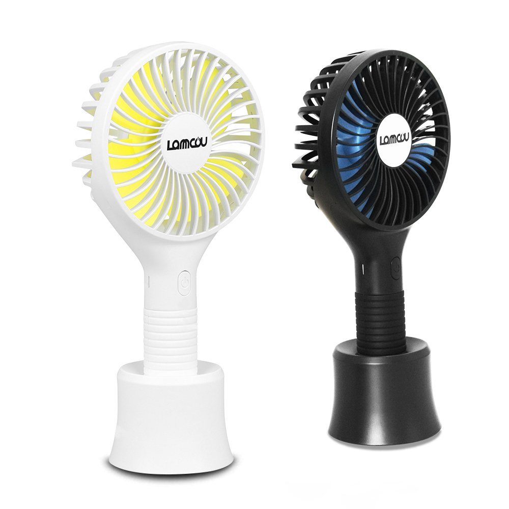Lammcou Mini Hand Fan Portable Fan Small Table Fan Handheld Personal Fan Mini Fan for Office Room Outdoor Travel Camping Desk Fan Cooling Air Fan (3 Speed, White)