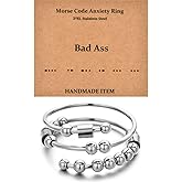 GOGOEY Morse Code Rings for Women, Stainless Steel Spinner Ring Fidget Rings for Anxiety Ring Morse Code Rings Inspirational Gifts Jewelry Women Birthday Graduation Gifts for Her Best Friends
