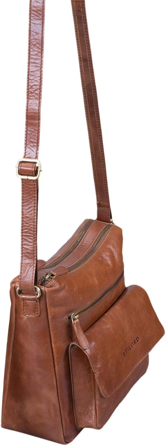 STILORD "Mira" Vintage Shoulder Bag 12.2 pouces Women/Handbag Leather/Evening Tote Genuine Leather Colour:Shiny Cognac Brown - Image 4