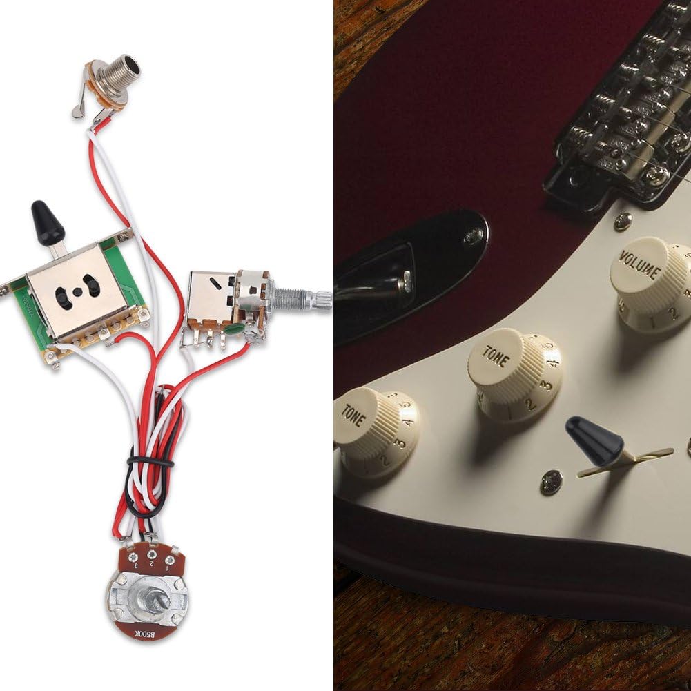 Dilwe Electric Guitar Wiring Harness Set, Metallic Wiring Harness Prewired Kit 3 Way Switch Pots Set Electric Guitar Accessories - Image 4