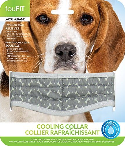 Gray Large 15-18 Inch Neck Size, Cooling Collar for Dogs, Lowers Canine Body Temp in Hot Summer Weather, Relieves Heat Stress, Non Toxic Cotton Exterior, Just Add Water