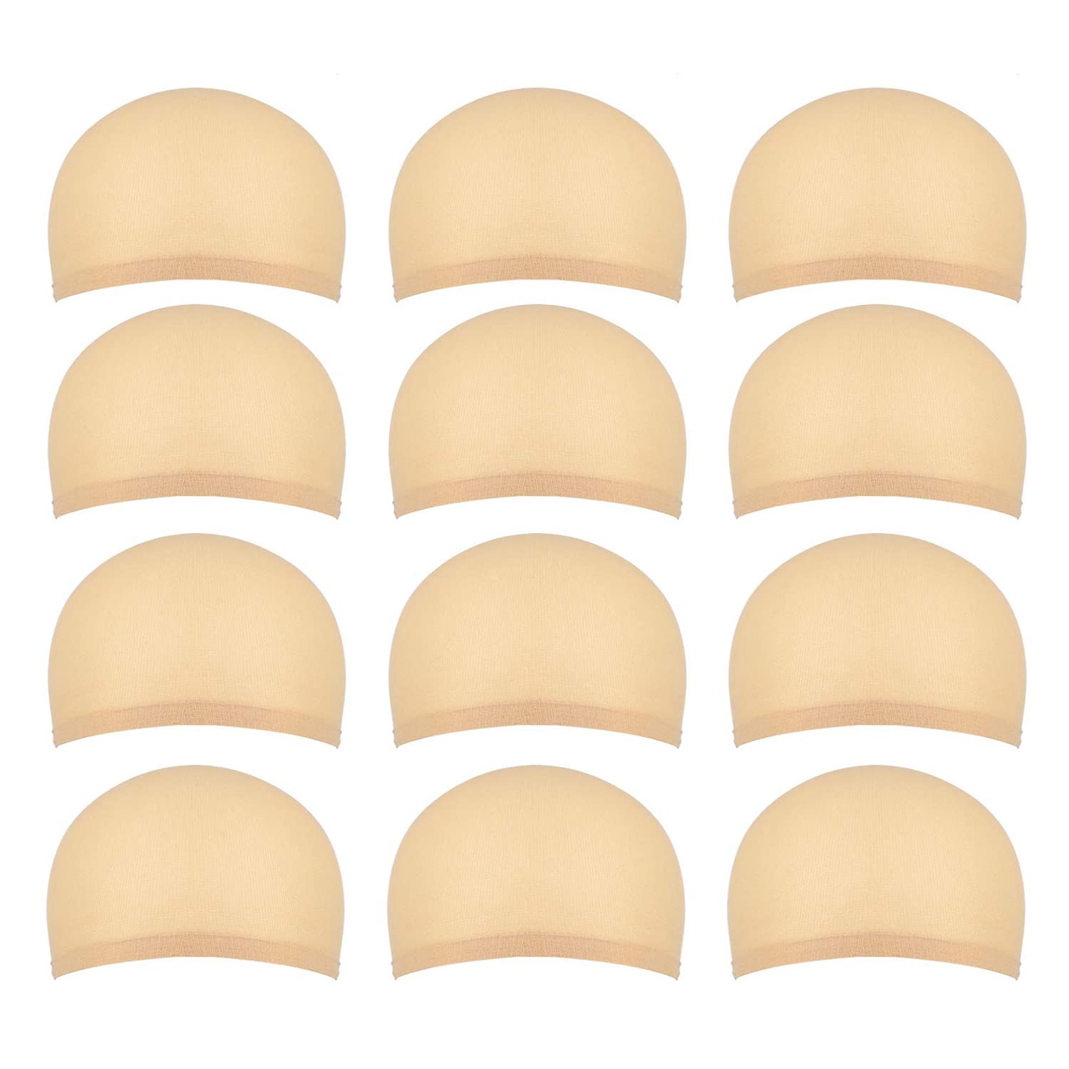 Hsthe Sea Pack of 12 Wig Cap Wig Caps Nylon Wig Caps Nylon Hair Net Stretchy Elastic Net Wig Net for Men and Women (Skin Color)