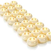 Homemory 24 Pack 2” Flameless Led Floating Candles, 200 Hour Battery Operated Flickering Waterproof Tealights for Cylinder Vases, Centerpieces at Wedding, Party, Pool, Holiday (Ivory Base)