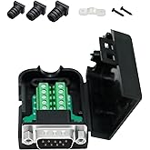DTECH DB9 Breakout Connector to Wiring Terminal Board DB-9 Male RS232 Serial Adapter Solderless Module with Terminals Block, 