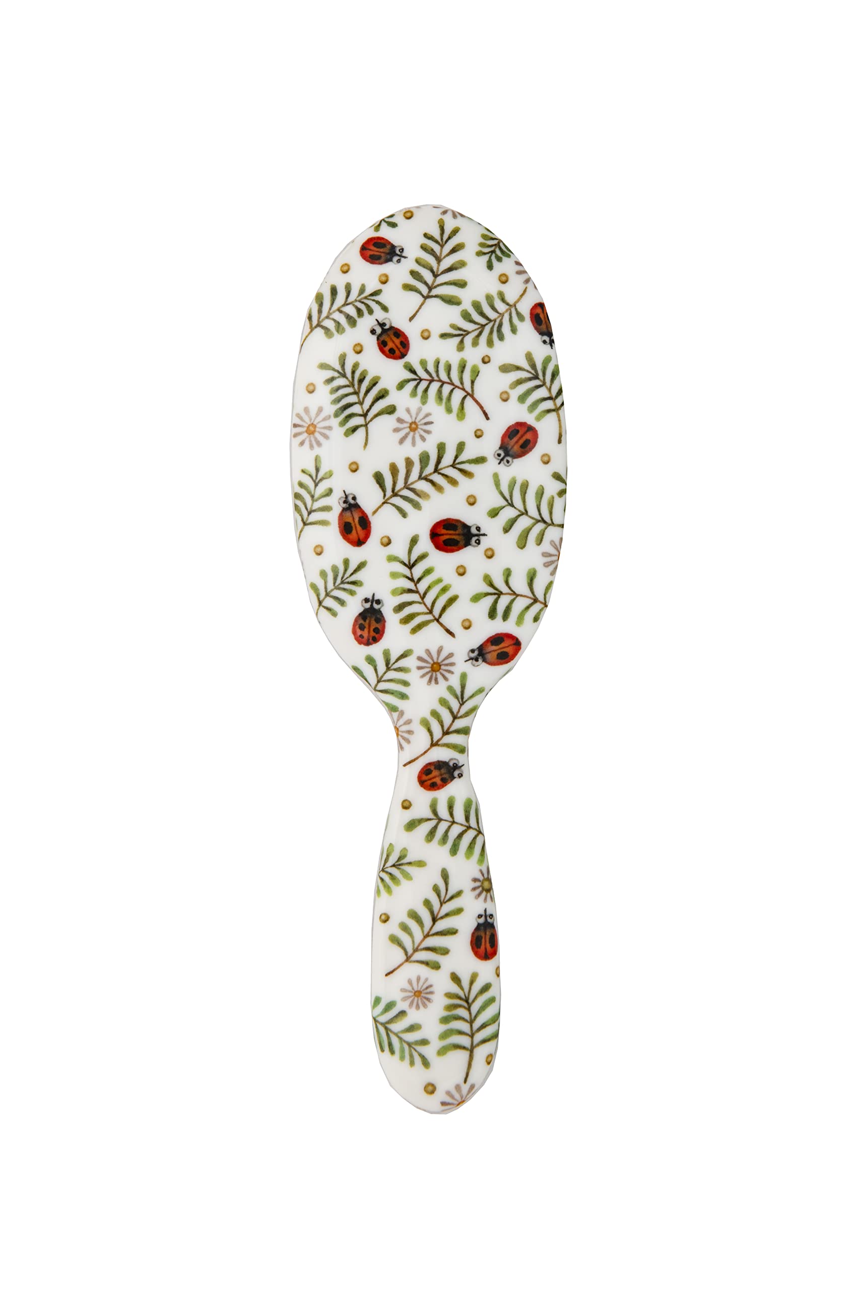 Rock & Ruddle Natural Pure Boar Bristle Hair Brush for Women & Kids (Small/Travel Size, 17.5cm) - Great for Wet & Dry Hair, Detangling Smoothing Blowdrying - Designed & Made in UK - Ladybirds