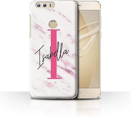 Stuff4 Personalised Phone Case For Huawei Honor 8 Custom Initial Marble Handwritten Hot Pink Chic Signature Transparent Clear Ultra Slim Thin Hard Back Cover Amazon Co Uk Computers Accessories