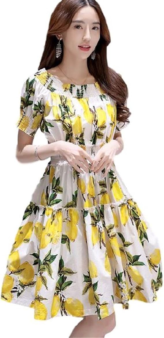 Amazon Hobby Jet レディース ガールズ ワンピース 花柄 半袖 春 夏 ワンピ イエロー M Xl Mt L ワンピース チュニック 通販