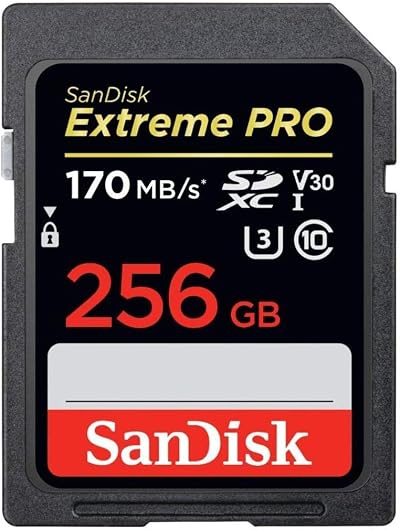 SanDisk Extreme PRO 256GB SDXC Memory Card UHS-1 U3 V30 170MB/s Black