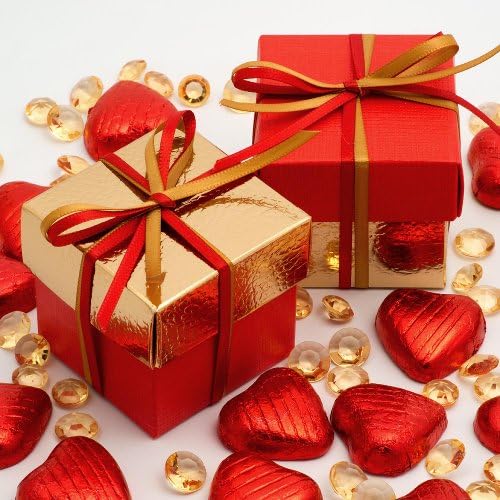 Two Tone Box & Lids - Red Silk & Gold Pelle (Pk 10 flat packed, without decorations)