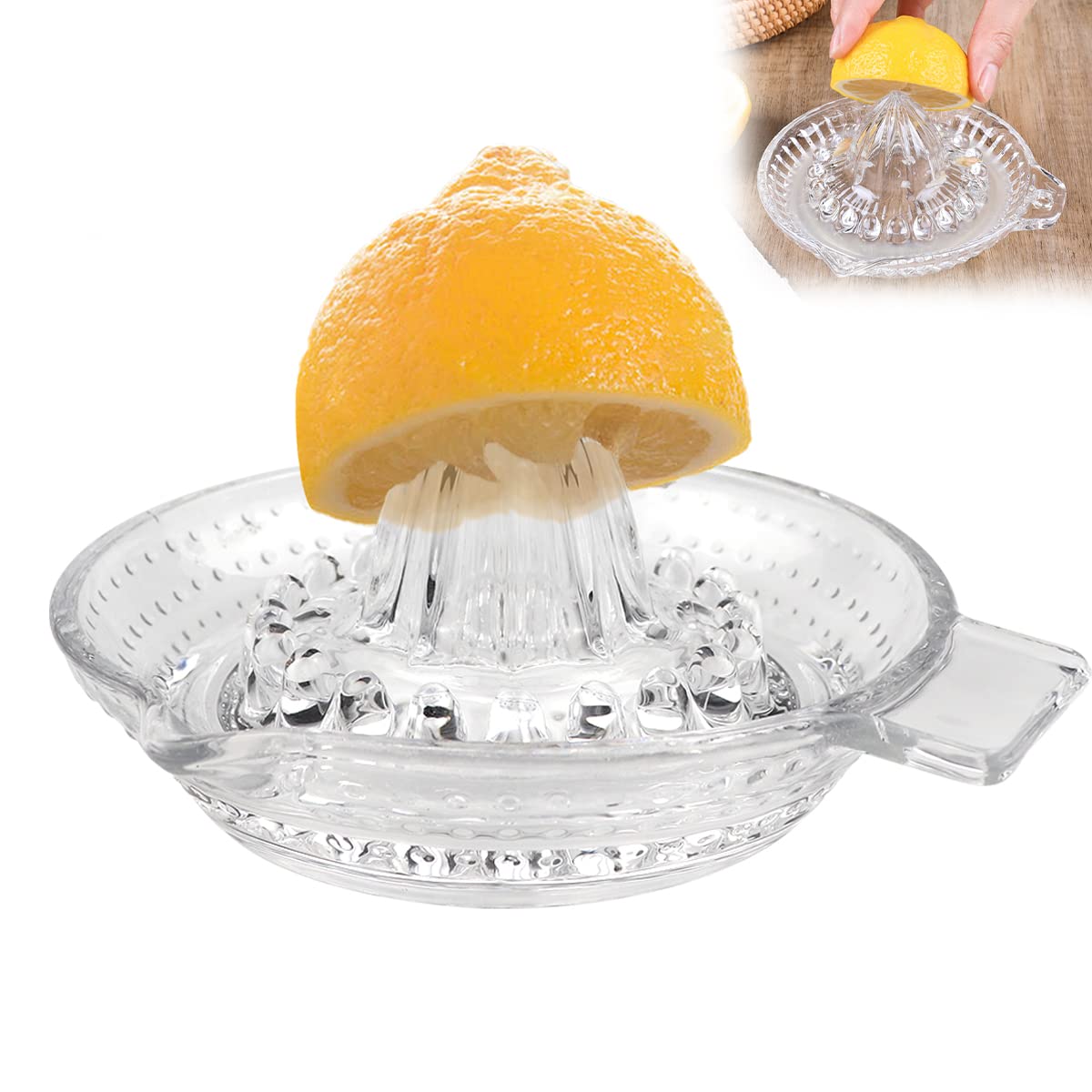DOERDO Lemon Squeezer Fruit Hand Squeezer Hand Juicer with Handle, Dishwasher Safe, Heavyweight Glass