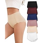 Cevapro Womens Underwear Seamless High Waisted Tummy Control Briefs No Show Full Coverage Wave Edge Ladies Panties 6 Pack