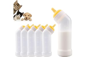 JIAXIX Pet Nursing Bottle for Newborn Animals,Kitten Bottle Feeding Kit Silicone Nipple for Kittens Puppys Rabbits Squirrel (Yellow, Large)