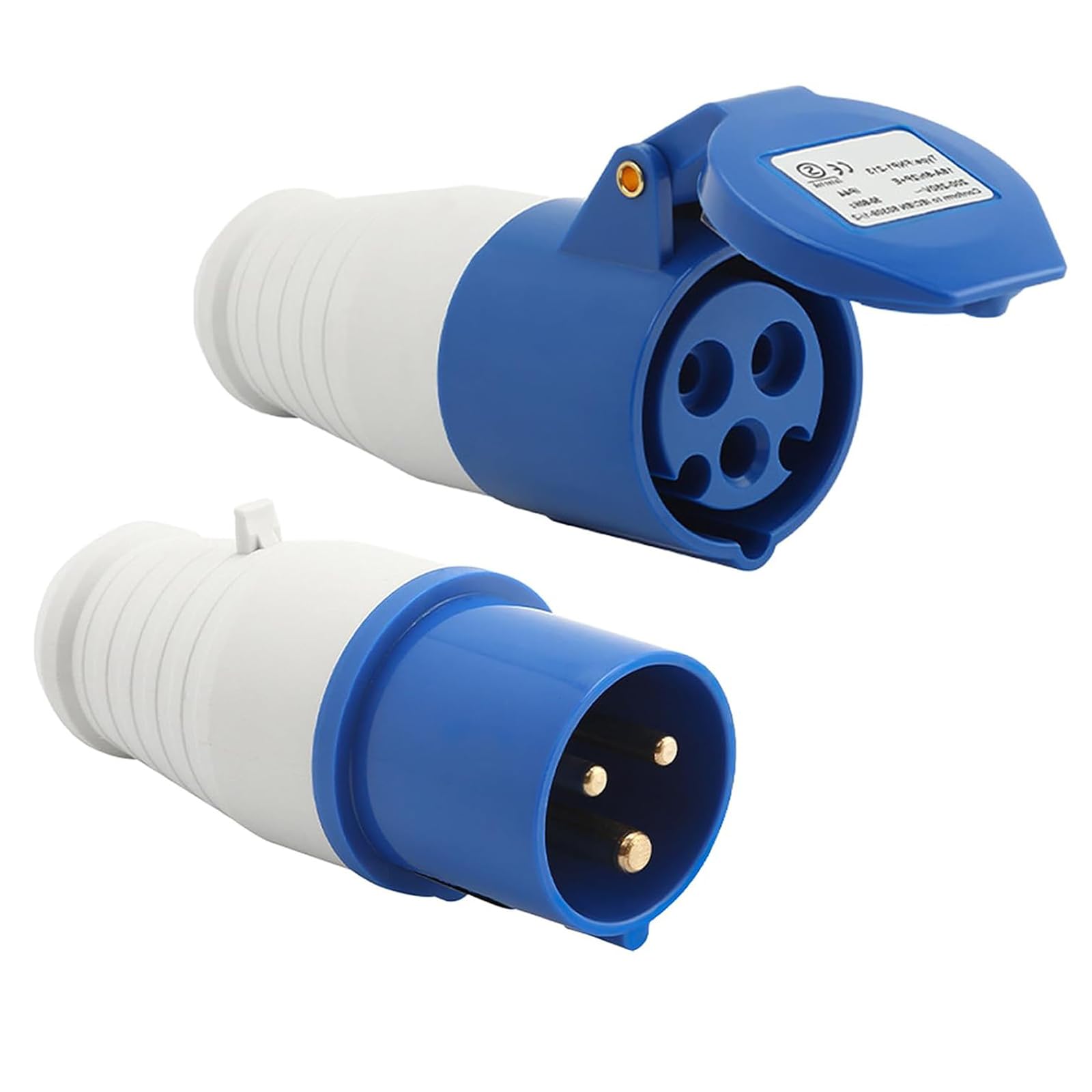 16 Amp Caravan Hook Up Socket and Plug Set - Weatherproof Industrial Connector for Construction Sites - 2pcs