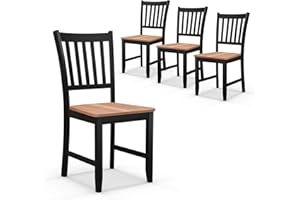 Giantex Farmhouse Dining Chairs Set of 4, Black, Armless, Open Back, Ergonomic, Rubber Wood, MDF, Perfect for Kitchen, Dining