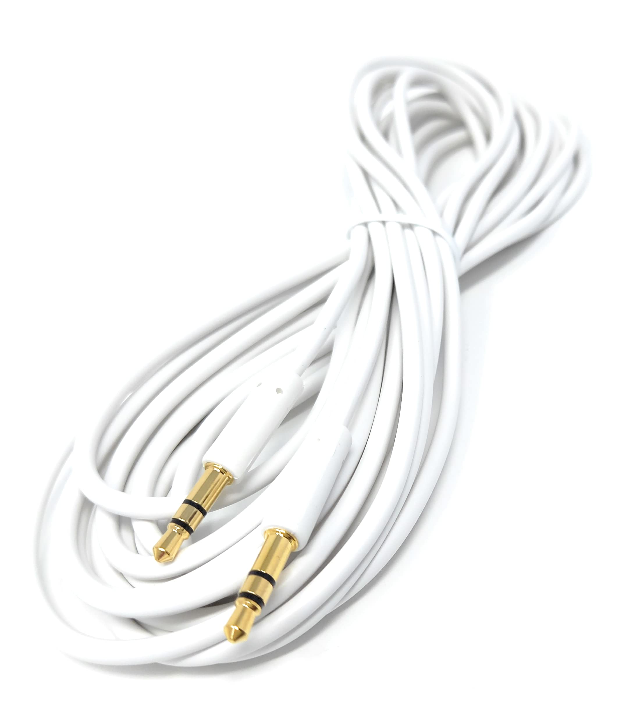 DRUT 5m 3.5mm Stereo Audio Jack Plug to Plug, Male to Male AUX, Slim Flexible Lead Cable 16.5ft White