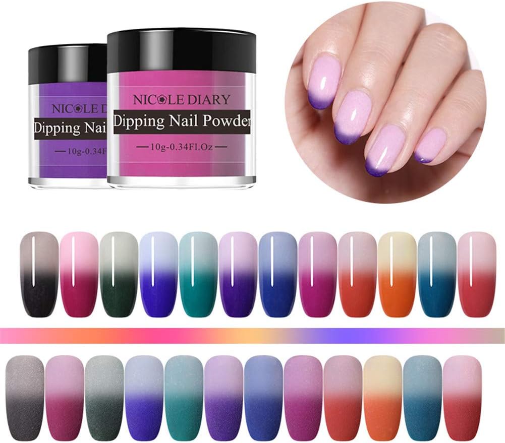 NICOLE DIARY Thermal Dipping Nail Powder Kit Color Changing Dip Nail