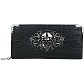 WJXFHTD Goth Wallet, Skull Clutch Bag Skull Wallet Skulls Wallets for Women PU Leather Clutch Bag Gothic Wallets Gothic Purse (Black-1)
