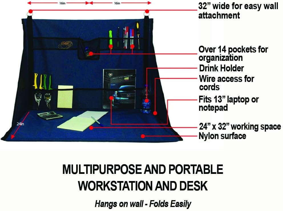 Plan Station Mini Portable Standing Desk, Workbench, Work Station, Storage for Jobsite, Garage, Office, Shop, Hanging Work Surface, Black (WS3700): Office Products