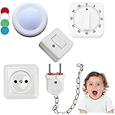 4 Pieses Busy Board DIY Accessory for Toddlers - Sensory Board Light Parts - Socket with Plug - Switch-LED Puck Light-Timer- 