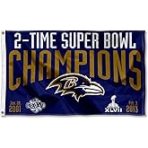Baltimore Ravens 2X and 2 Time Super Bowl Champions Flag Outdoor Indoor 3x5 Foot Banner