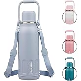BJPKPK Insulated Thermal Water Bottle with Handle and Lid 50oz BPA Free Stainless Steel Water Bottles for Cold and Hot Beverages,Blue Haze