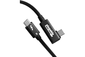 Plugable Thunderbolt 5 Cable Right Angle 80Gbps 240W Charging [Thunderbolt Certified] Up to 120Gbps Bandwidth Boost for Lapto