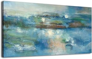 arteWOODS Abstract Wall Art Canvas Pictures Contemporary Canvas Artwork for Living Room Bedroom Decoration Framed and Ready to Hang 20" x 40" Home Office Decor Blue Themes