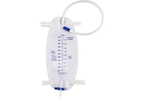 PLCEO 3 Pack Easy-Tap Catheter Leg Bag Urinary Drainage Bag, 1000ml, Anti-Reflux Valve, Cloth Straps, Easy Flip Drain ，18” Tubing