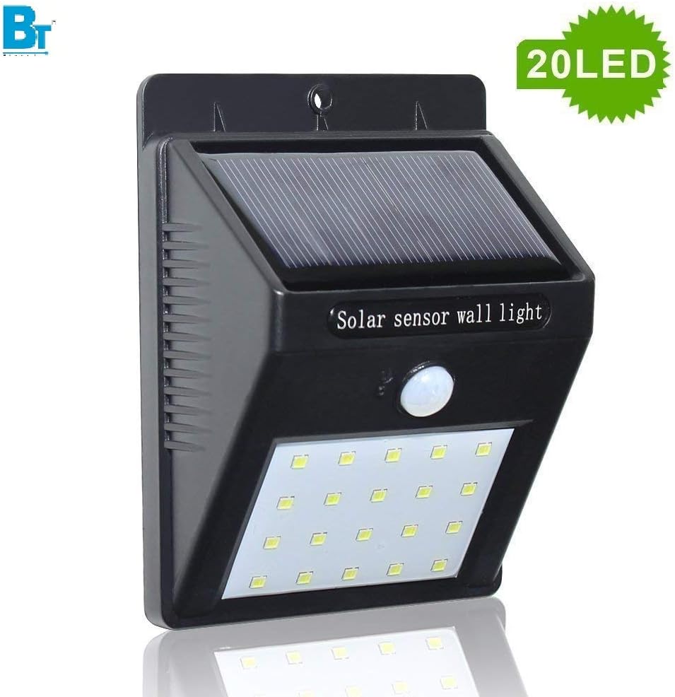 BLACKT ELECTROTECH (BT-61S): Wireless Wall Solar Light 20 LED Weatherproof with Motion Sensor, Small(Black) for Garden/Home/Garage/Commercial