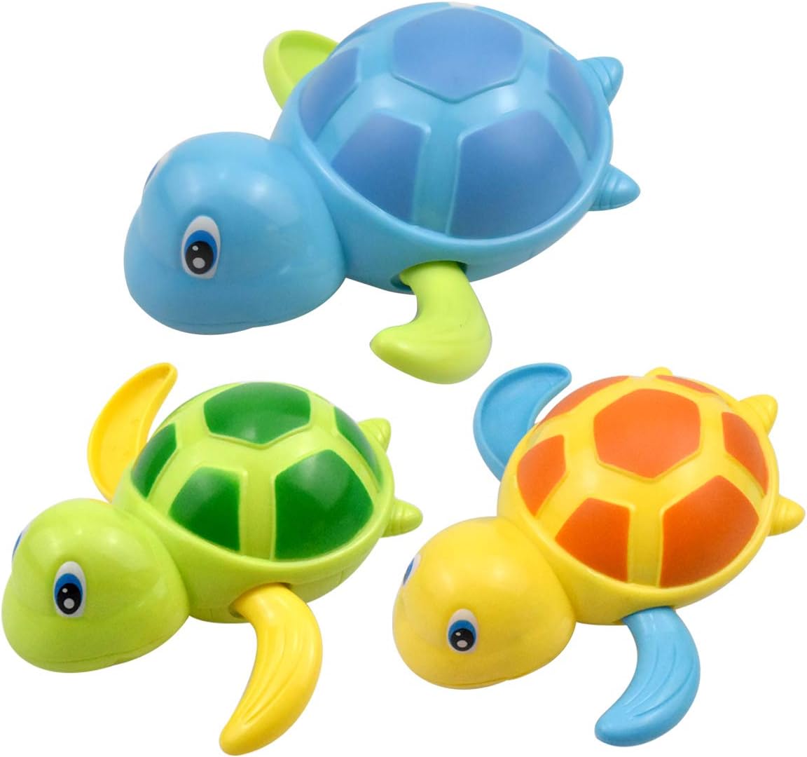 NATCUE 3PCS Baby Bath Toys - Clockwork Turtle & Wind Up Swimming Turtle for Toddlers Boys & Girls, Yellow, Small - Image 5