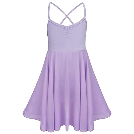 Tiaobug Kinder Mädchen Ballettkleid Ballettanzug Ballett Trikot Kleid mit Chiffon Rock in Weiß Schwarz Rosa Lavender